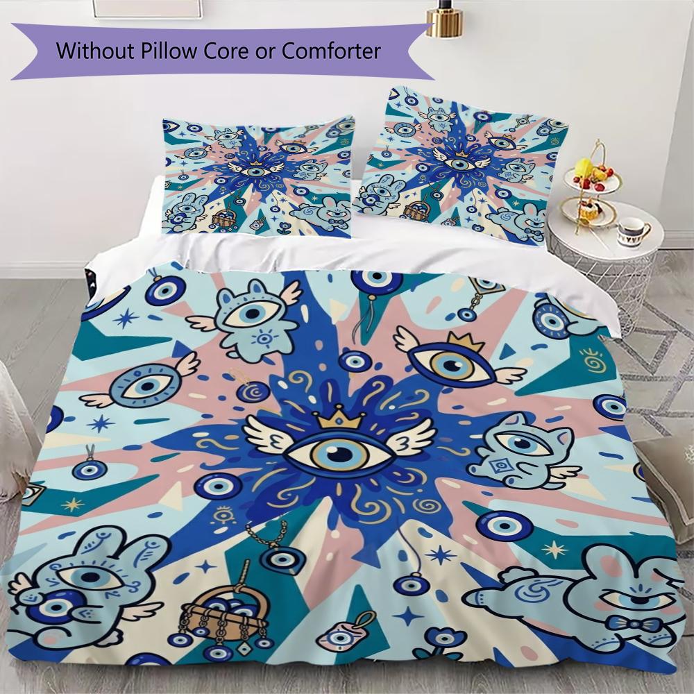Evil Eye Pattern Bedding uilt Set uilt Cover Pillowcase Home Decoration Birthday Gift (1 * duvet cover + 2 * pillowcase  without core)60