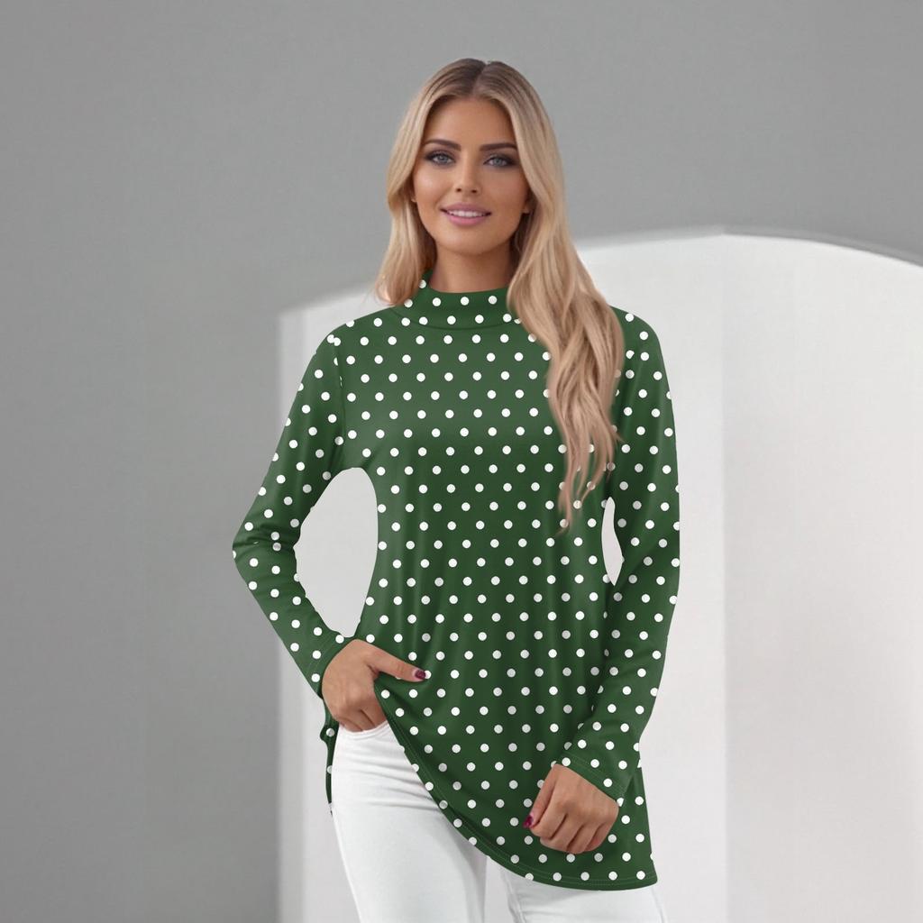 Women's Daily Casual Long Sleeve Mid Collar Top