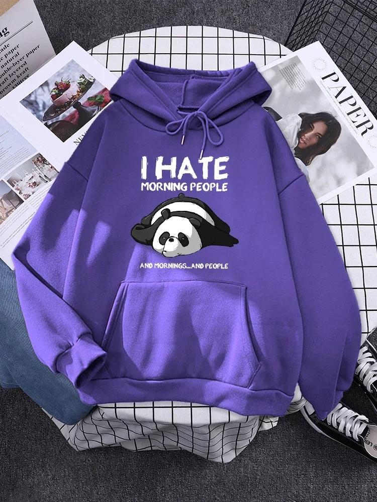 Pullover For Woman Fashion Korean Round Neck Hoodie Female Panda Sleeps Print New Women'S Sweatshirt Warm