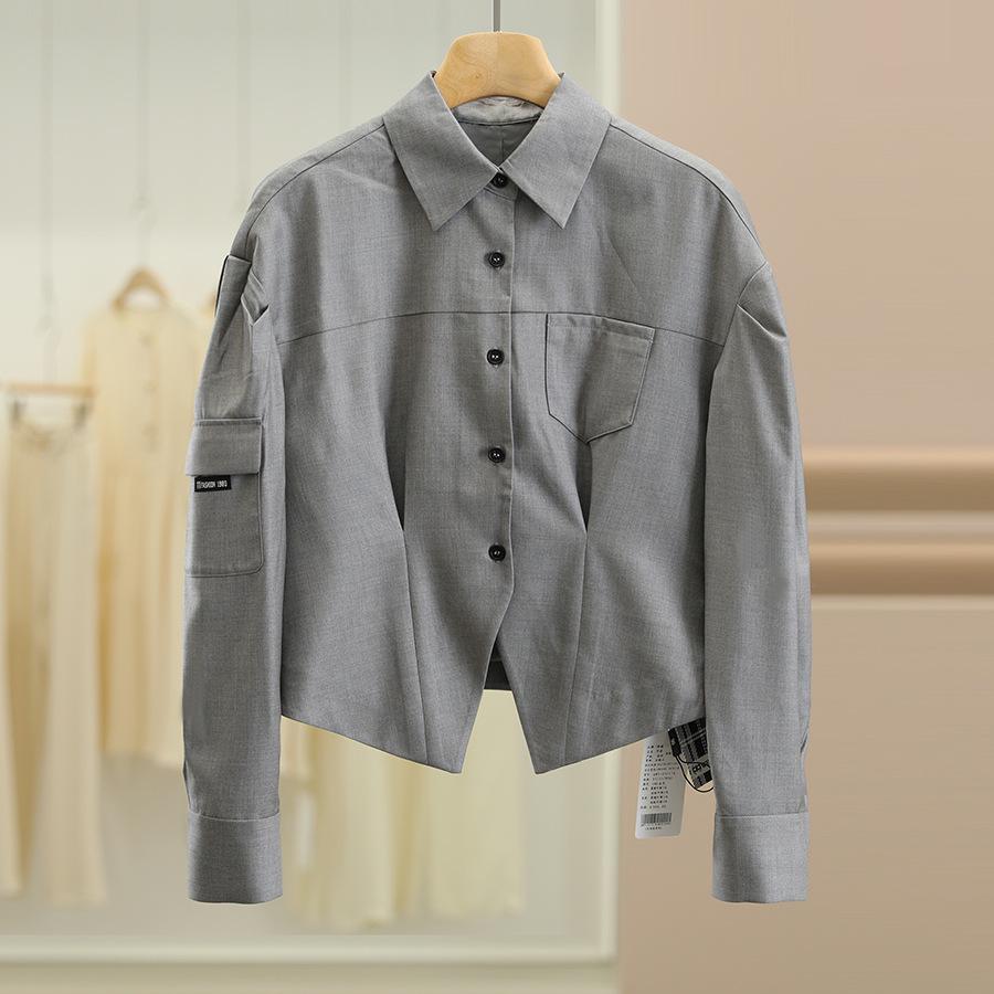 

Вэй Мэй Пальто в корейском стиле однотонное приталенное для осени 2025 Extra Large серый