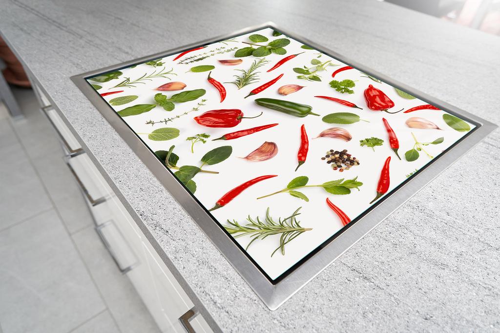 Glass Protective Plate for the Stove 70x52 Vegetables