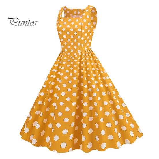 Vrouwenjurk Retro A-lijn Grote Swing Strak Hoge Taille Mouwloos Vierkante Hals Stippenprint Achterkant Rits Contrasterende Kleur 50s 60s Feest Bruiloft Prom Baljurk