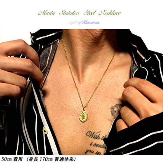 [Jurais] Hawaiian Jewelry Maria Necklace for Women and Men, Kaleikini, Surgical Stainless Steel, Silver, 45cm