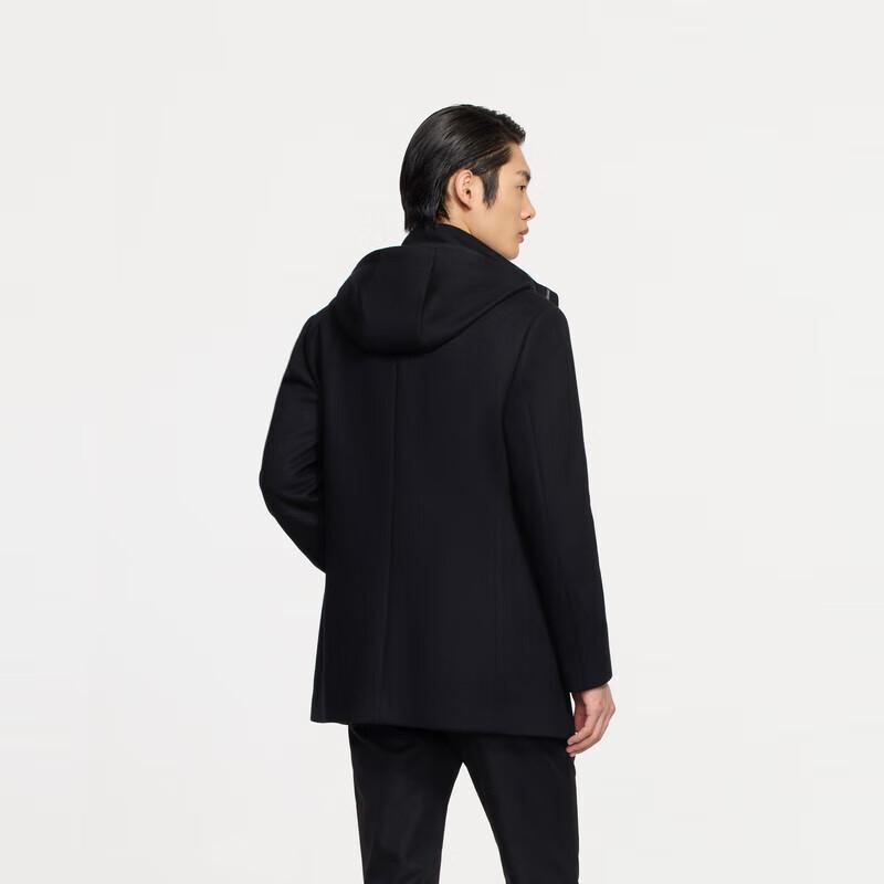 K-Boxing Men's Wool Blend Hooded Zipper Coat