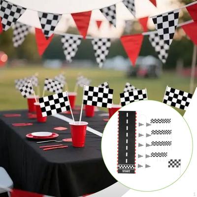Racebaan Vloerloper Dragraceauto Weg voor Sportevenement Stevig Themafeest Achtergrond Wimpel