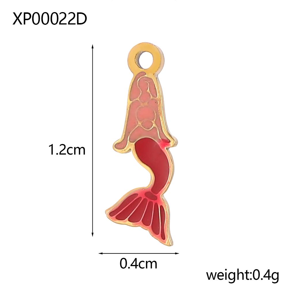 

CARLIDANA Hot Sale Stainless Steel Necklace Mermaid Pendant Charm Starfish Shell Gold Plated Enamel Charm DIY Necklace Pendant