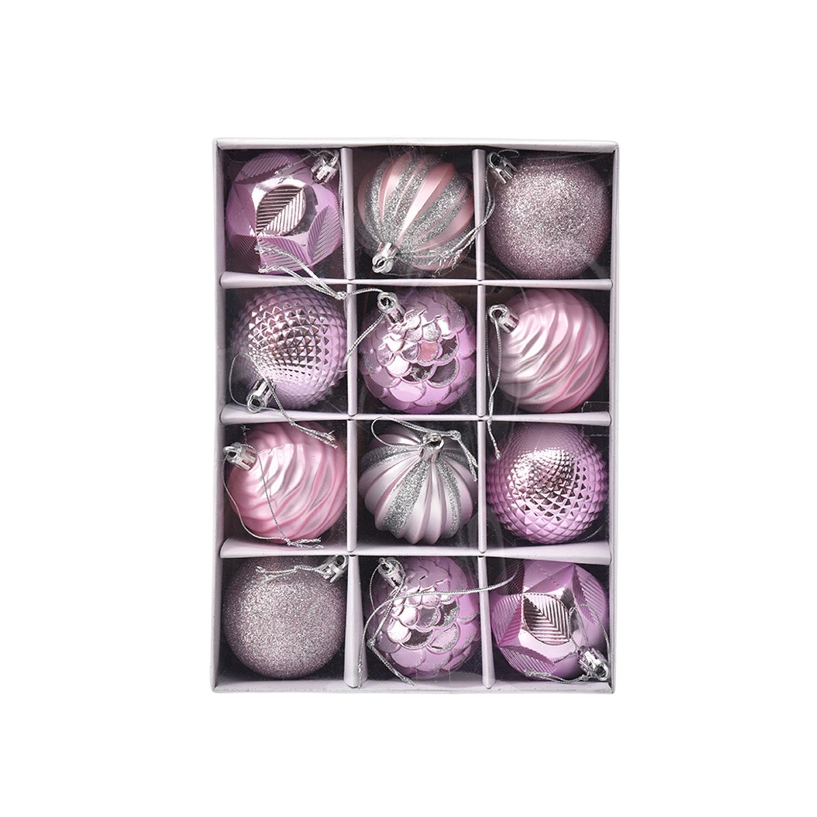 

12 шт. Рождественские шары 2,36 дюйма Небьющиеся пластиковые украшения для рождественской елки Подвеска Декоративные рождественские шары для елки Праздничные One Size розовый