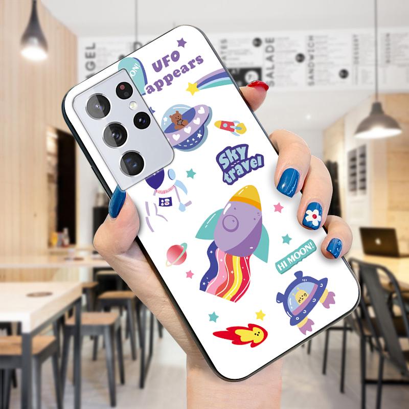 Carcasă de telefon cu model de astronaut de desene animate cu planetă cosmică