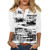 Women's T Shirt Print Button 3/4 Sleeve Daily Weekend Fashion Basic V- Neck Regular Top