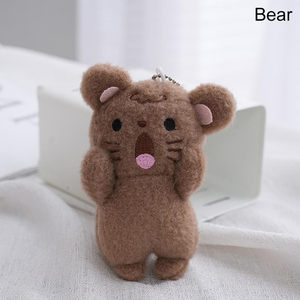 10cm Screaming Animal Plush Toys Cute Shouting Dog Puppy Bear Keyring Pendant Car Keychain Bag Decoration Plushies Gifts