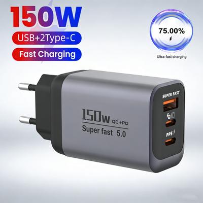 111W 1 Port USB C Charger Super Fast Charging PD QC1.1 Travel Wall Adapter for iPhone 17 Samsung Xiaomi Tablet EU UK US Charger