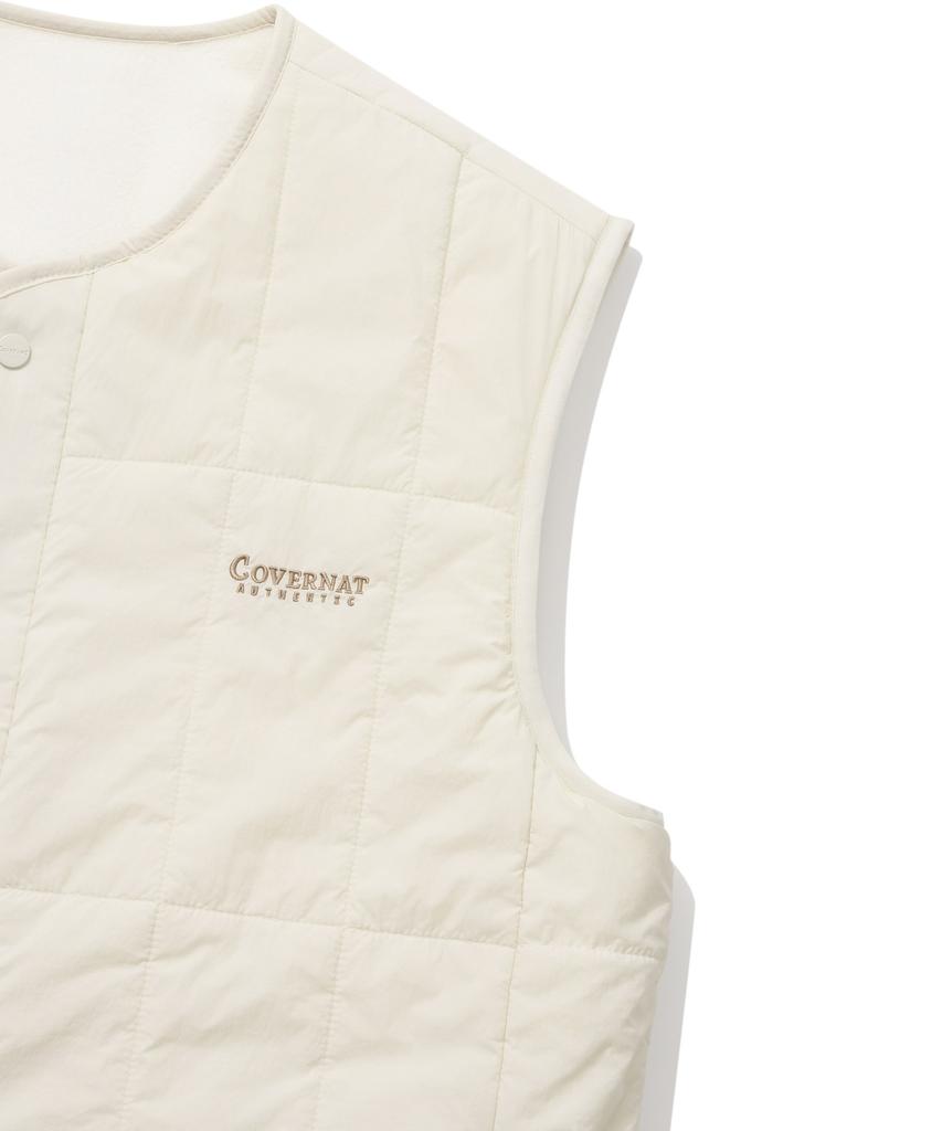 Covernat Fleece Reversible Quilted Vest Ecru