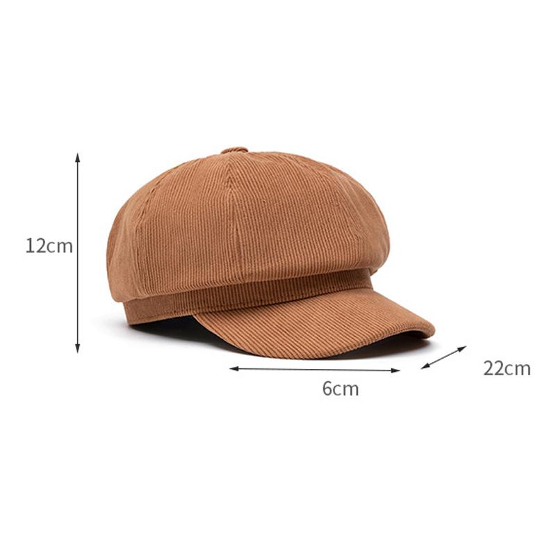 Autumn Winter Octagonal Cap Women Corduroy Cap Painter's Cap Beret