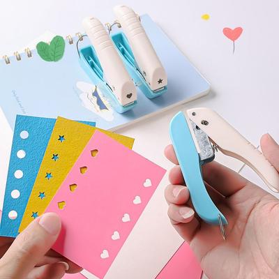 Paper Hole Punch Shapes Single Hole Puncher for Crafts Square Puncher Handheld Circle Star Heart Hole Punch for Tags