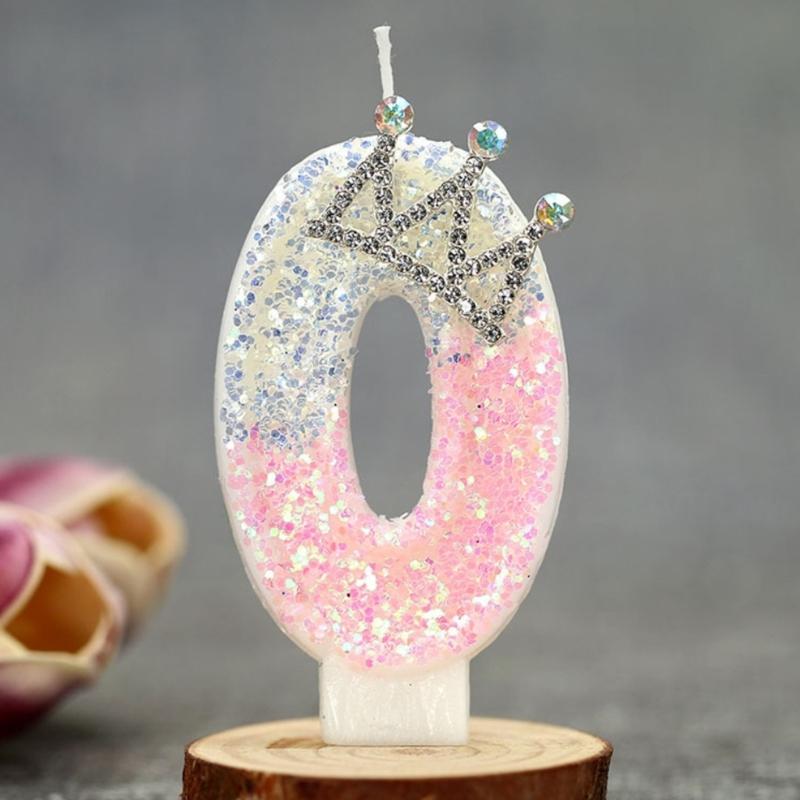 Birthday Candle Pink Crown Number Cake Candle,Birthday Cake Toppers Cupcakes Decorations Anniversary Celebrations Supplies