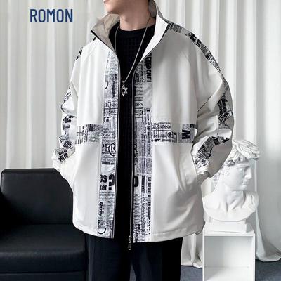 Men's Short American Style Stand Collar Loose Fit Jacket