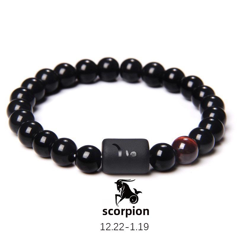 Zodiac Obsidian Bracelets: Elastic Beaded Design for Men and Women, Softly Wraps Around Fingers.
