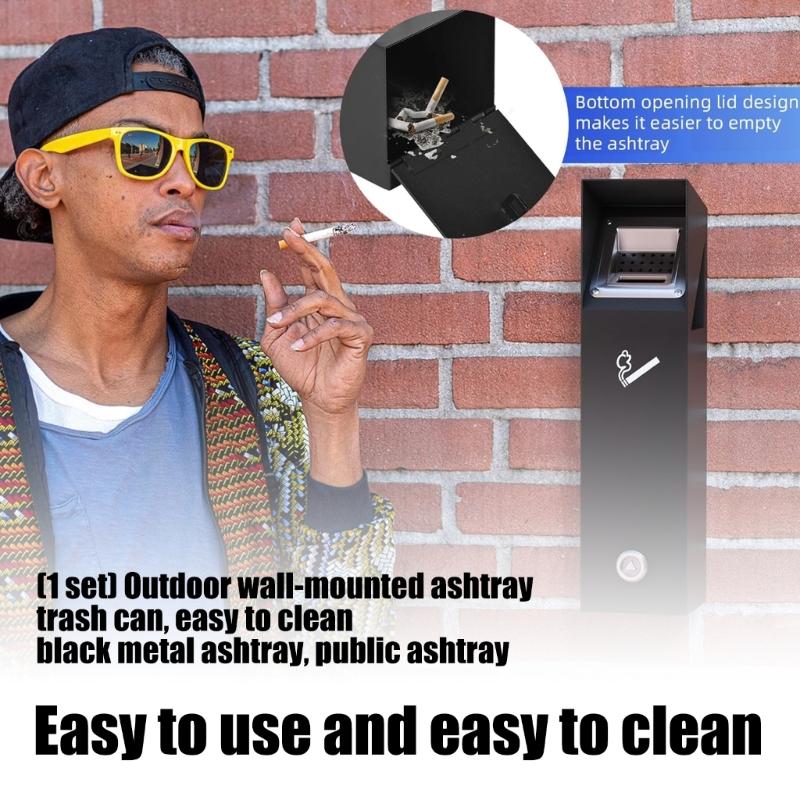 Outdoor Mounted Waste Receptacle Featuring Bottom Release Mechanism Metal Easy To Wipe Install With Provided Screws