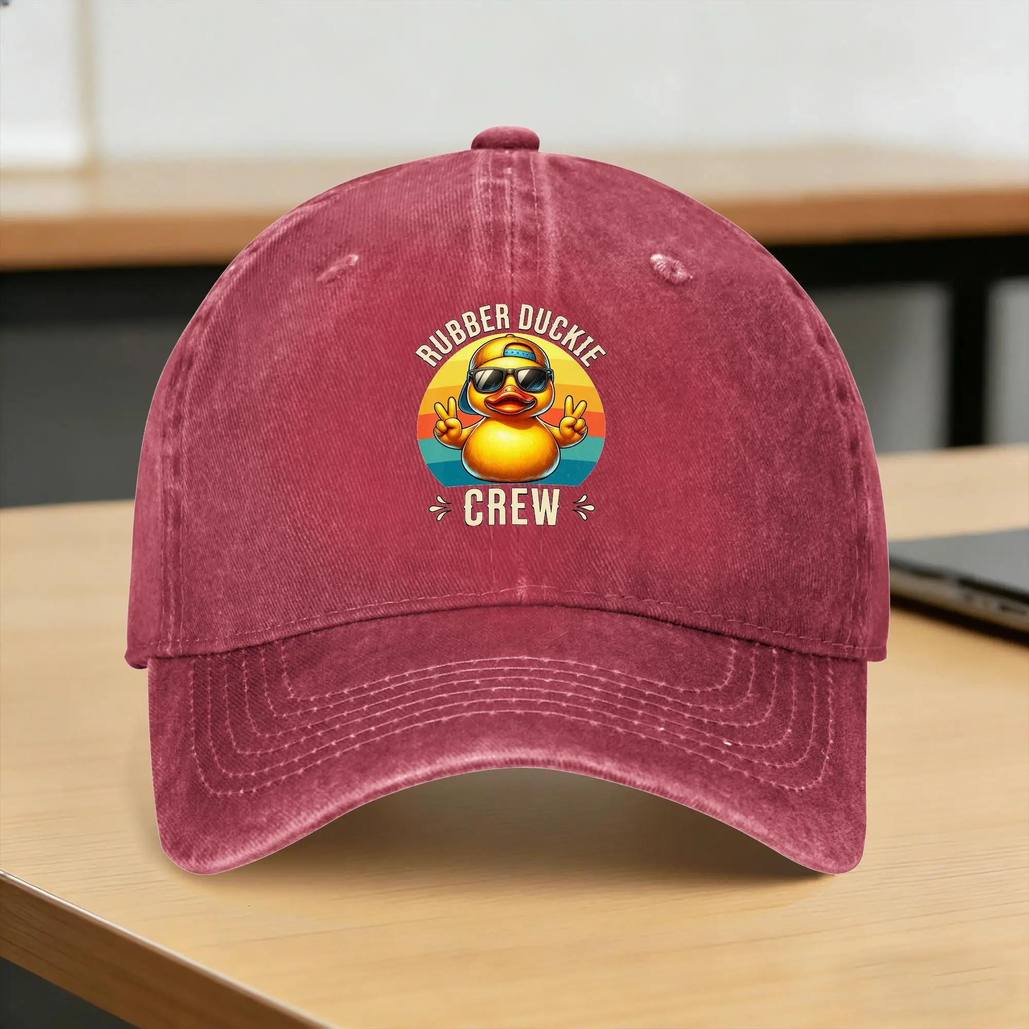 Washed Baseball Cap Rubber Duckie Crew Cruise Duck Matching Group Spring Trucker Hat  Hiking Fishing Sun Baseball Caps One Size
