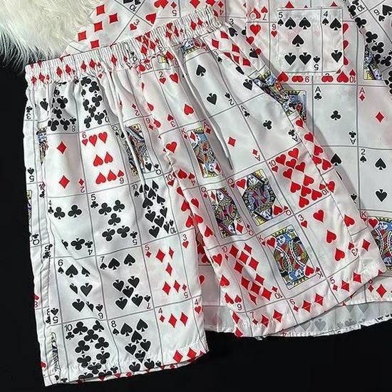 

Men s Summer Playing Card Pattern Short Sleeve Shirt & Shorts Set - Dou Dizhu Design Extra Extra Extra Large