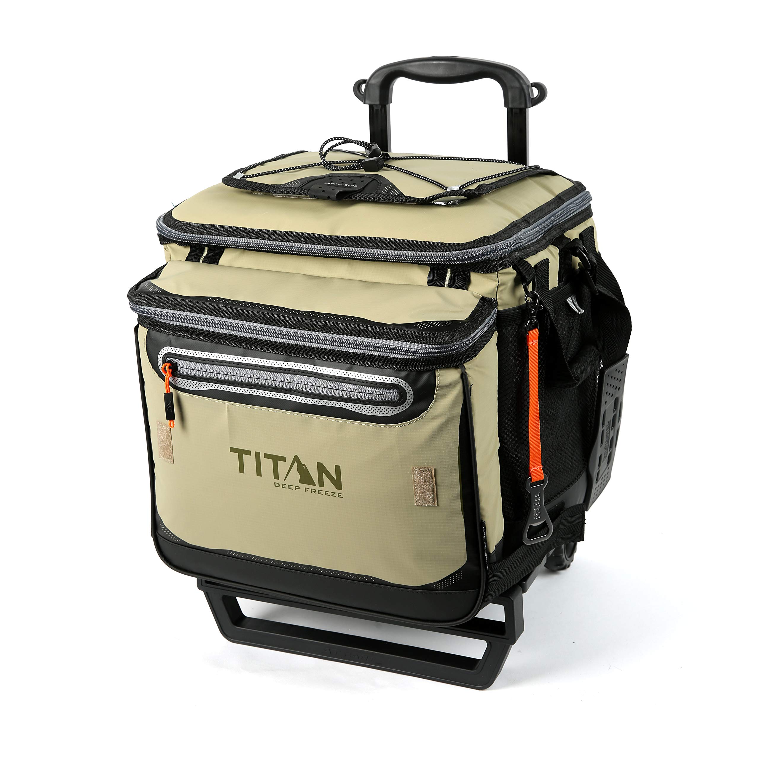 

Titan Deep Freeze 40L Soft Cooler Box Can with Rolling (50+10 Capacity, Wheels, Cooler) бежевый