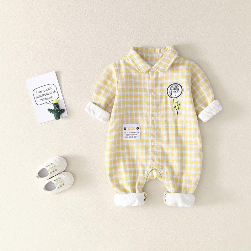 

Младенческий комбинезон с длинным рукавом на весну и осень - Повседневный комбинезон с двойным слоем 90 cm