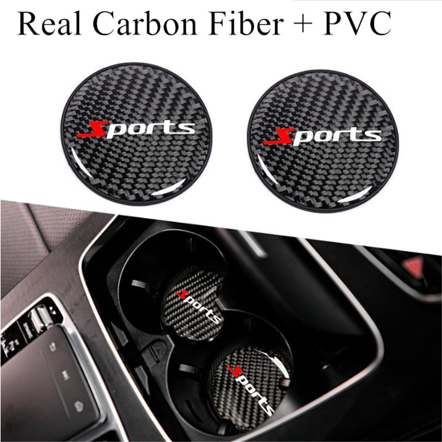

2Pcs Carbon Fiber PVC Car Cup Holder Pad Water Cup Slot Non-slip Mat Sport Style