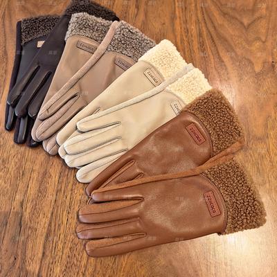 2025 Leather Gloves Women's Warm Velvet Thickened Winter Driving Gloves