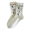 Socks Pure Cotton Tube Socks Season Flocking Sheep Cartoon Cute Cotton Sweat-Absorbing Deodorant Stacking Socks