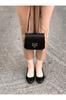Women's Flat Shoes Black Ropy Ballerina Ballet