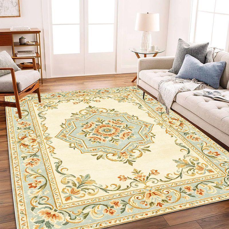 Bohemian Retro Area Rug Stain Resistant Washable Non Slip Floor Carpet for Living Room Bedroom Study French Home Decor