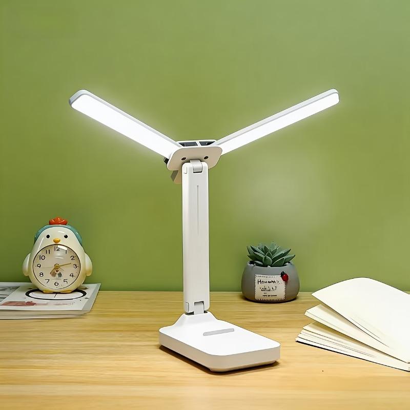 Foldable dual head LED eye protection study desk lamp