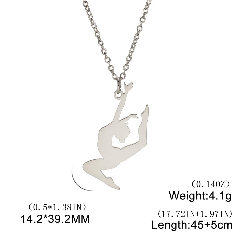 Unift Edelstahl Sport Damen Halskette Läuferin Rhythmische Gymnastik Mädchen Silhouette Anhänger Mode Geburtstag Schmuck Großhandel