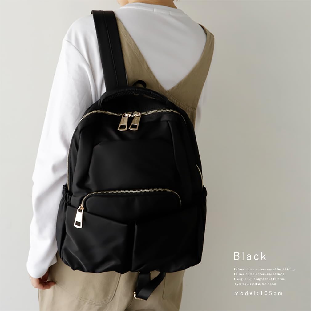 VITAFELICE Women's 10-Pocket Nylon Backpack (vnsb-604z) (Black)