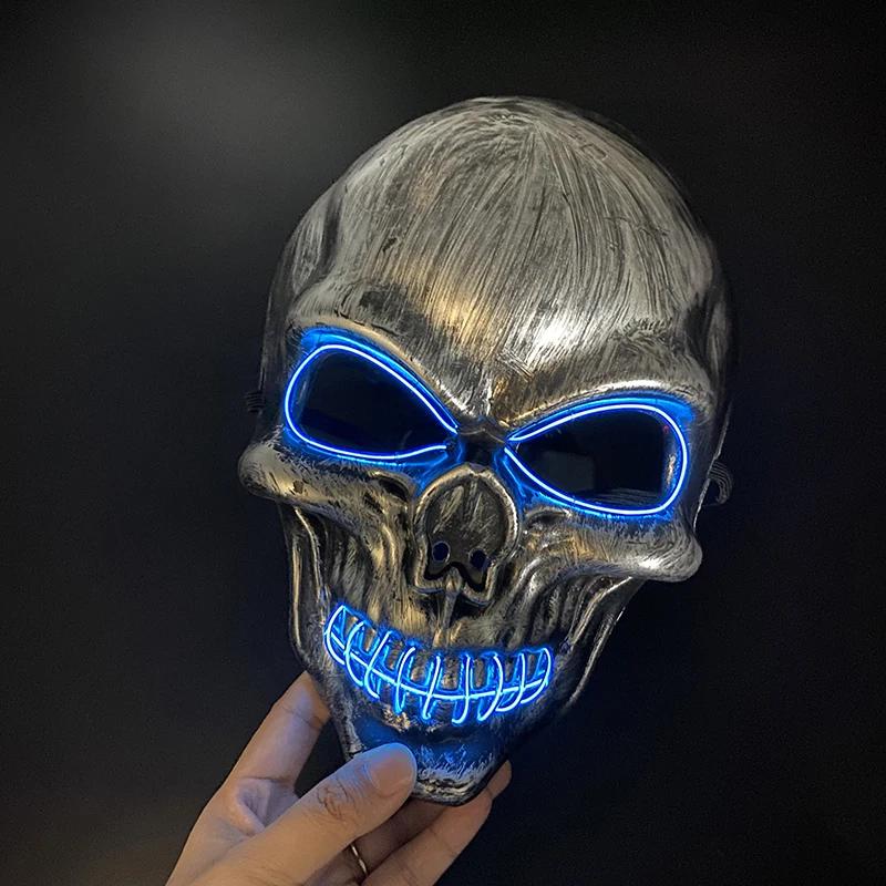 Halloween Skull Skeleton Headwear Horror Party Mask with Glow-in-the-Dark Feature Perfect Spooky Night Disguise or Purge Mask