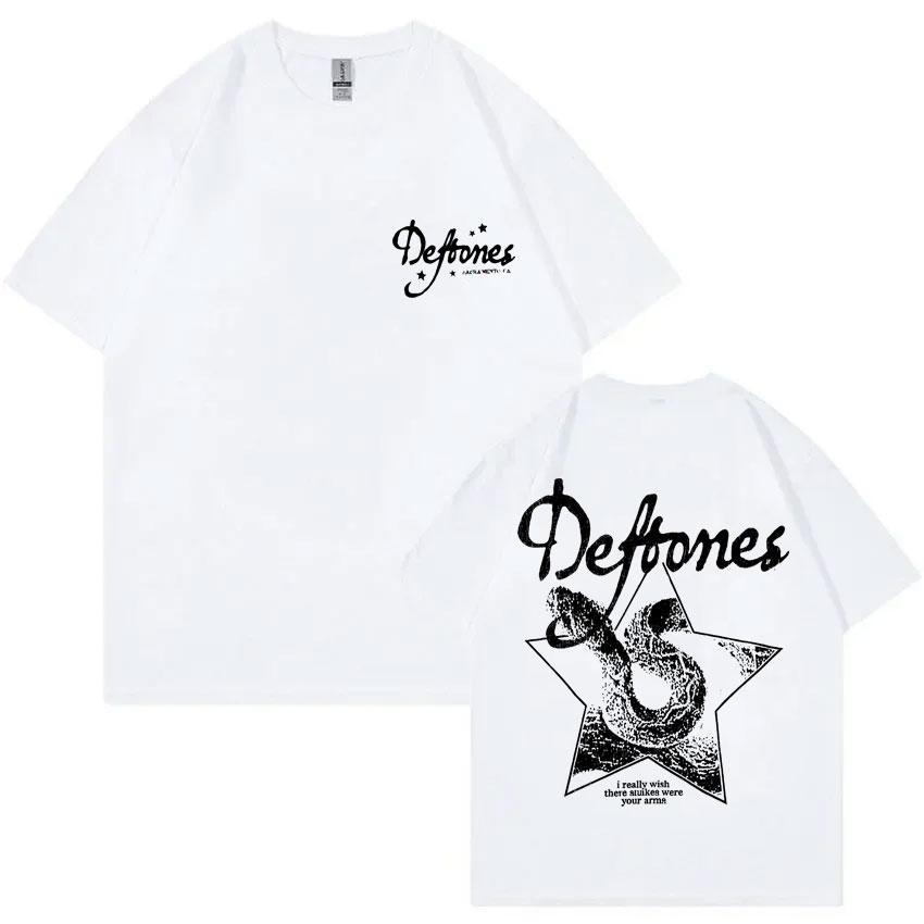 Rock Band Deftones Private Music Graphic T-shirt Snake Print T Shirts Unisex Women Casual Cotton Vintage T-shirts Oversized Tshirt