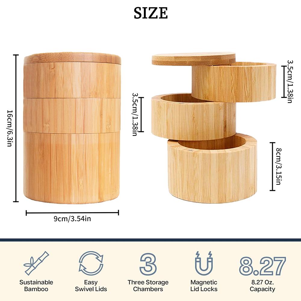 Bamboo salt box, seasoning box, spice box, kitchen and household storage box magnetic seasoning jar.zwq