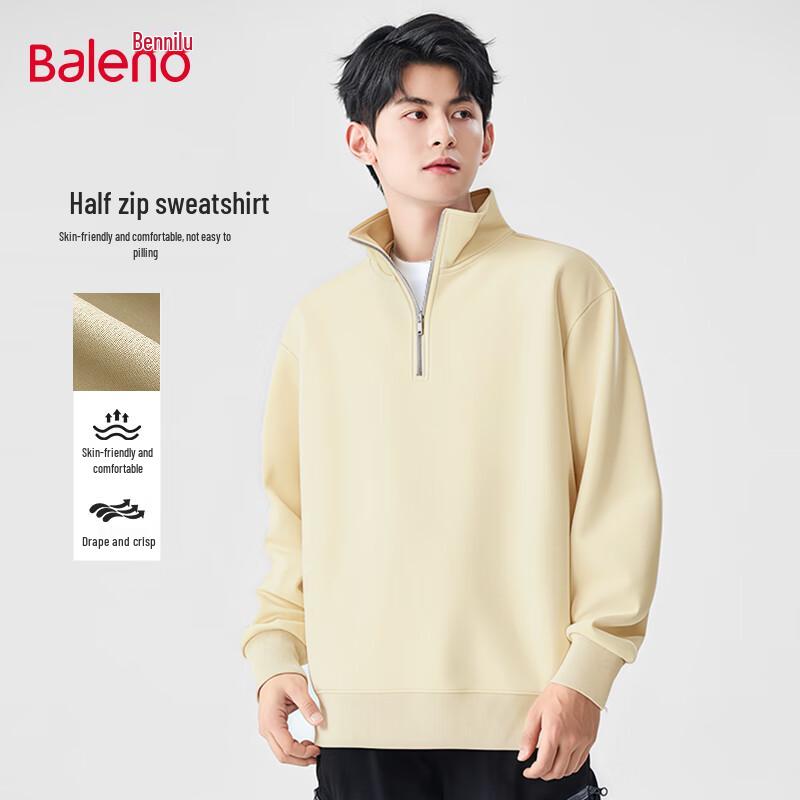 Baleno Heren Sweatshirt met Opstaande Kraag en Halve Rits