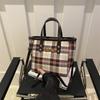 Chic Vintage Plaid Bucket Bag For Women With Soft Fabric And Trendy Street Style
