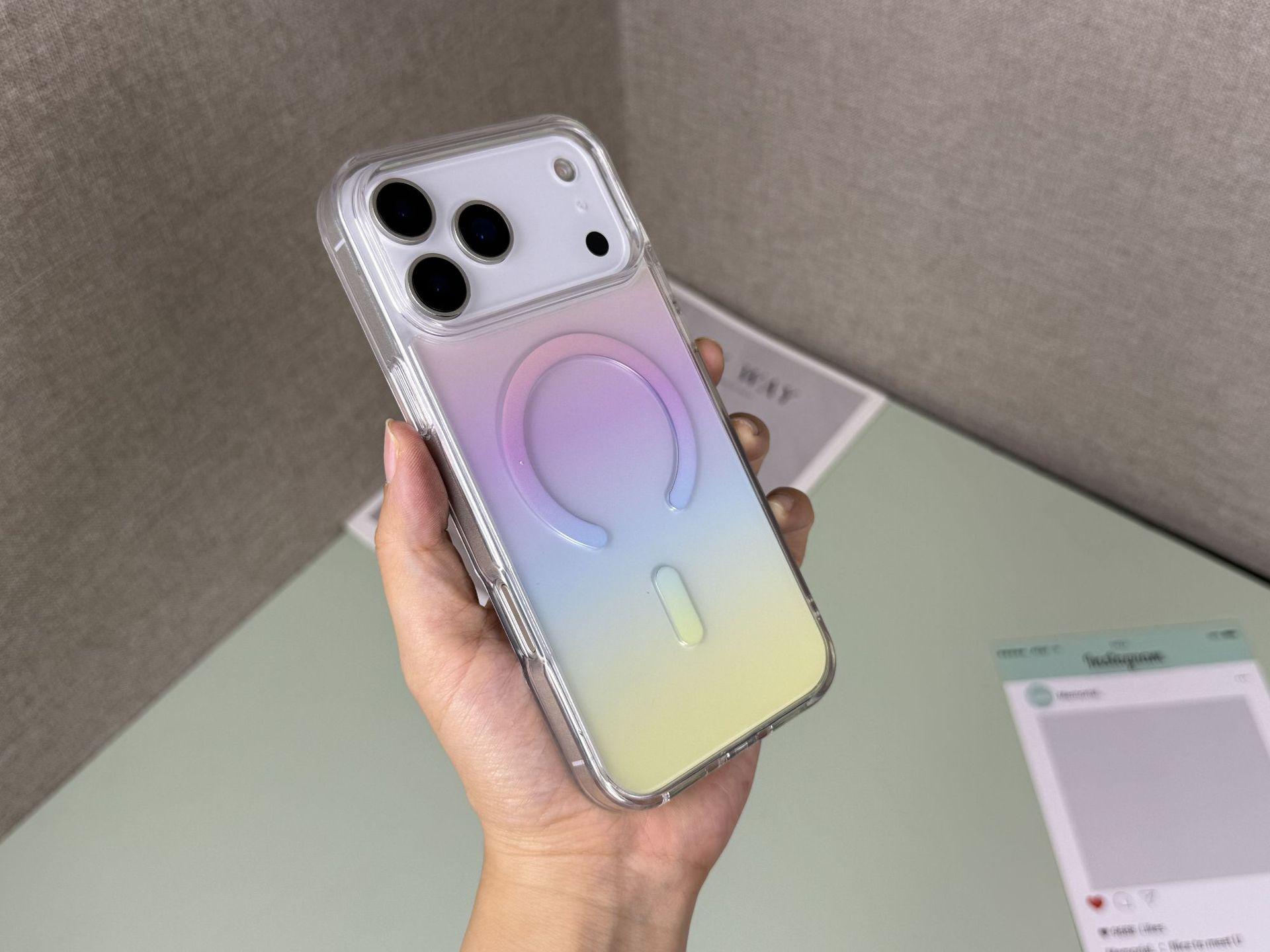 Dopamine Gradient Iridescent Case for iPhone 17 Pro Max/16 Fashion Protective Cover iPhone 13