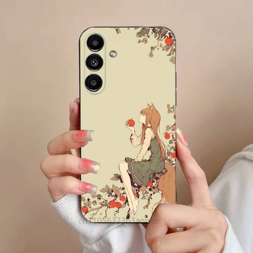 

Anime S-Spice and Wolf Phone Case For Samsung S25,24,23,22,21,S20,Ultra,Plus,FE Black Soft Cover SamsungS25PLUS