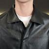 Men's Casual Tricolor Slim Fit Leather Motorcycle Jacket with New Lapel Trend (2025)
