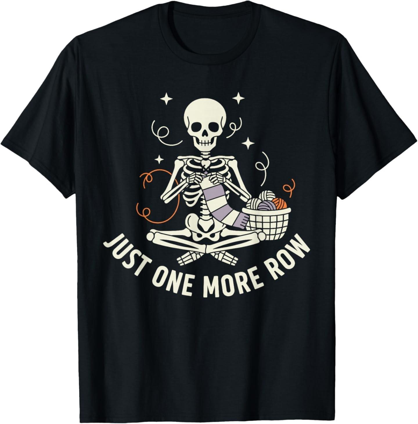 Skeleton Mens Crochet Shirt Funny Skeleton Just One More Row T-Shirt S разноцветный