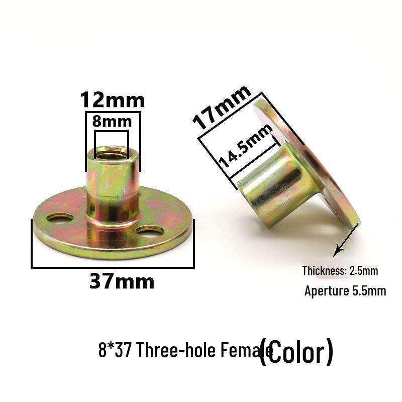 M6/M8/M10 Double-Locking Three-Hole Nut & Bolt for Furniture & Sofa Legs