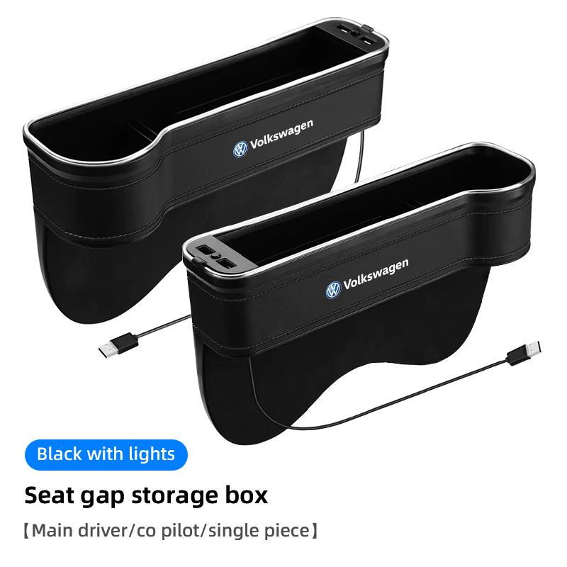 Car Seat Accessories Atmosphere LED Light Gap Storage Box Organizer For VW GTI Scirocco Polo T5 Passat Golf Tiguan Jetta T-ROC
