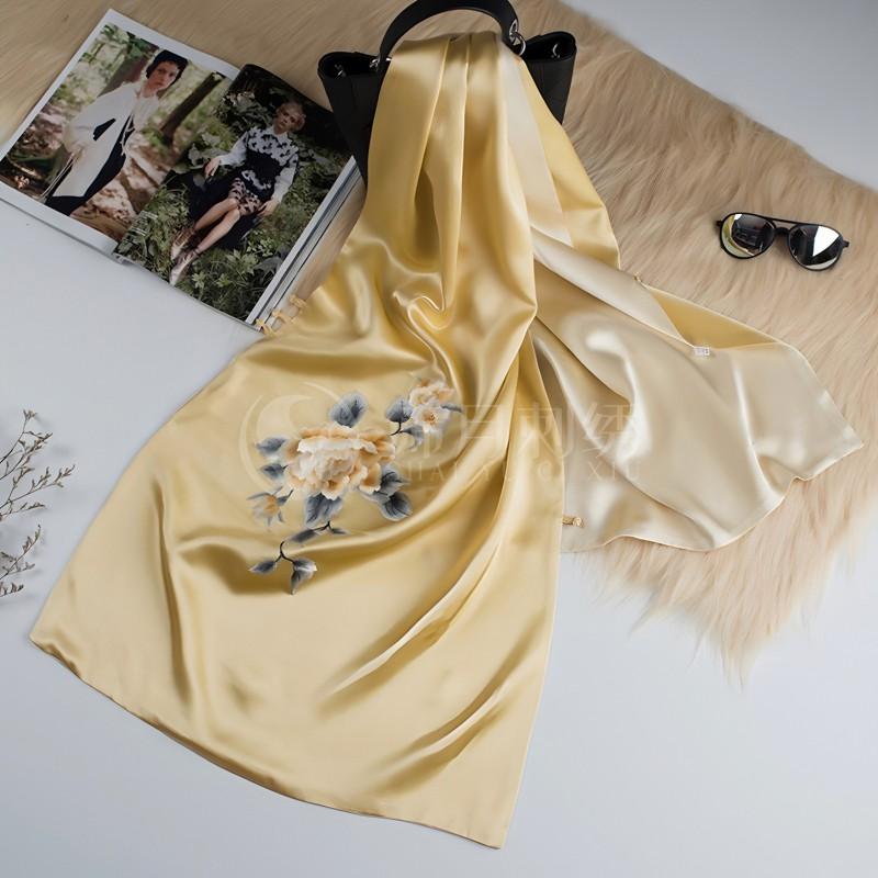 Embroidered Silk Scarf Women Suzhou Embroidery Floral Shawl Ethnic Style Gift Mom