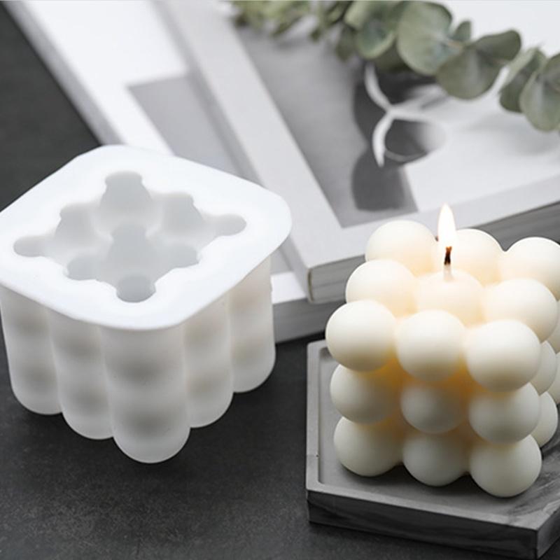 3D Cube Silicone Candle Mold DIY Crystal Epoxy Mould Small Round Ball Soap Molds Candle Making Tool Handcraft Decor Supplies