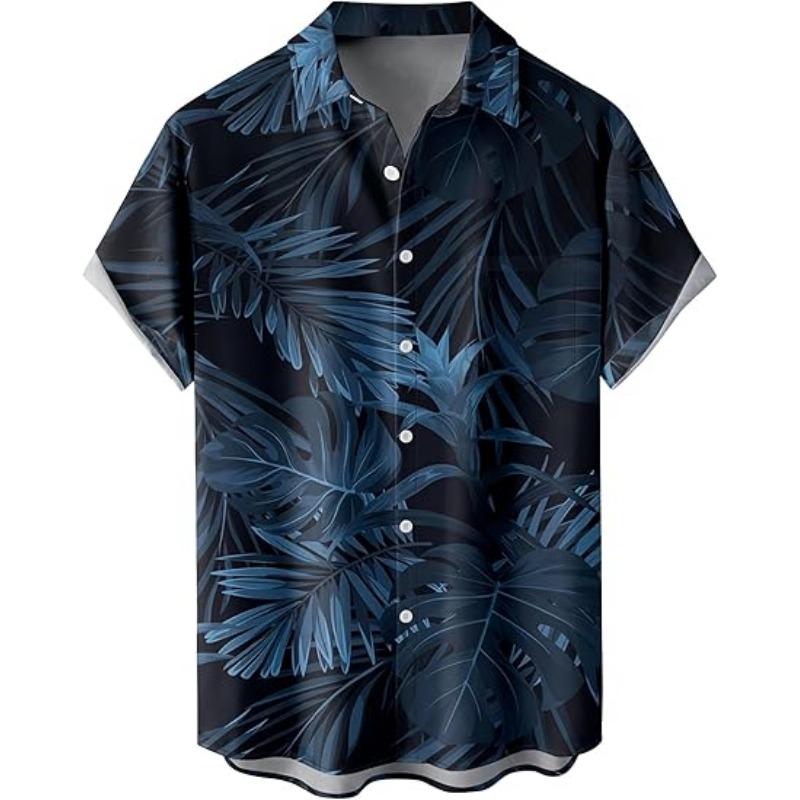 Camisa Havaiana Masculina Solta de Manga Curta Camisa de Praia Masculina Camisa Casual de Férias