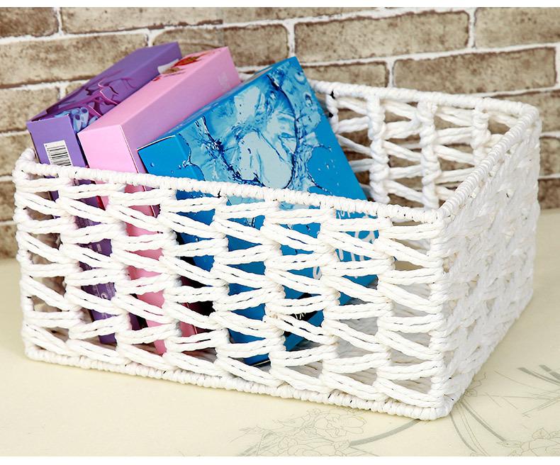 Paper Rope Woven Storage Rack: Desktop Basket for Books, Miscellaneous Items, Bread, and Kitchen Storage.