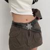 Harajuku Adult Waist Belt with Carved Buckle Alloy Rivet Waistband PU Waist Belts for Women Universal Pants Belt